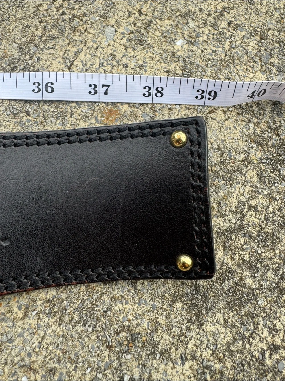 Linea Pelle Wide Dark Brown Leather Belt with Gold-Tone Hardware L 30-34” Y2K